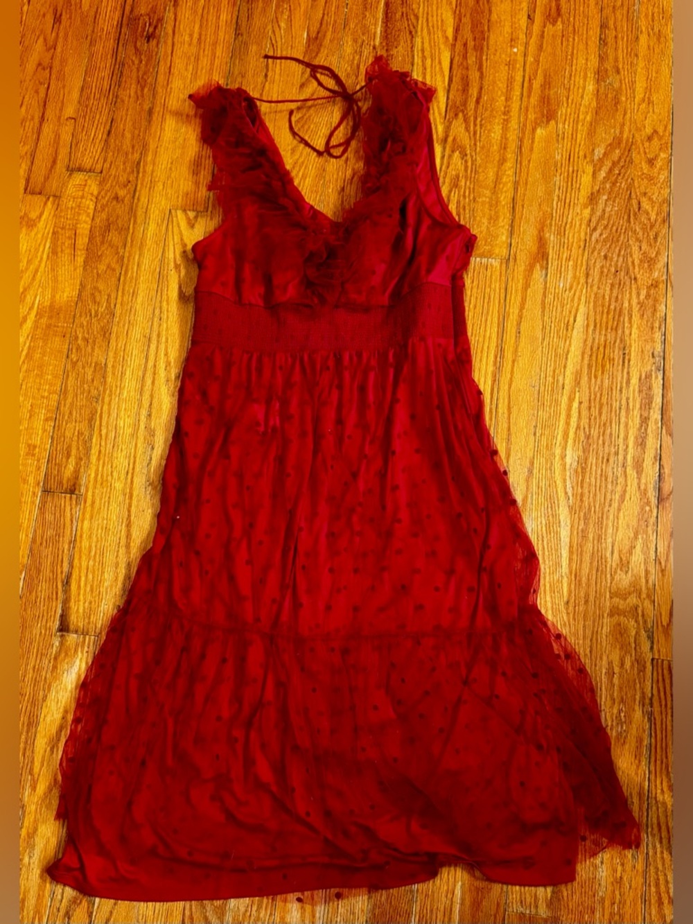 Adrianna Papell Red Sleeveless Dress with V-Neck